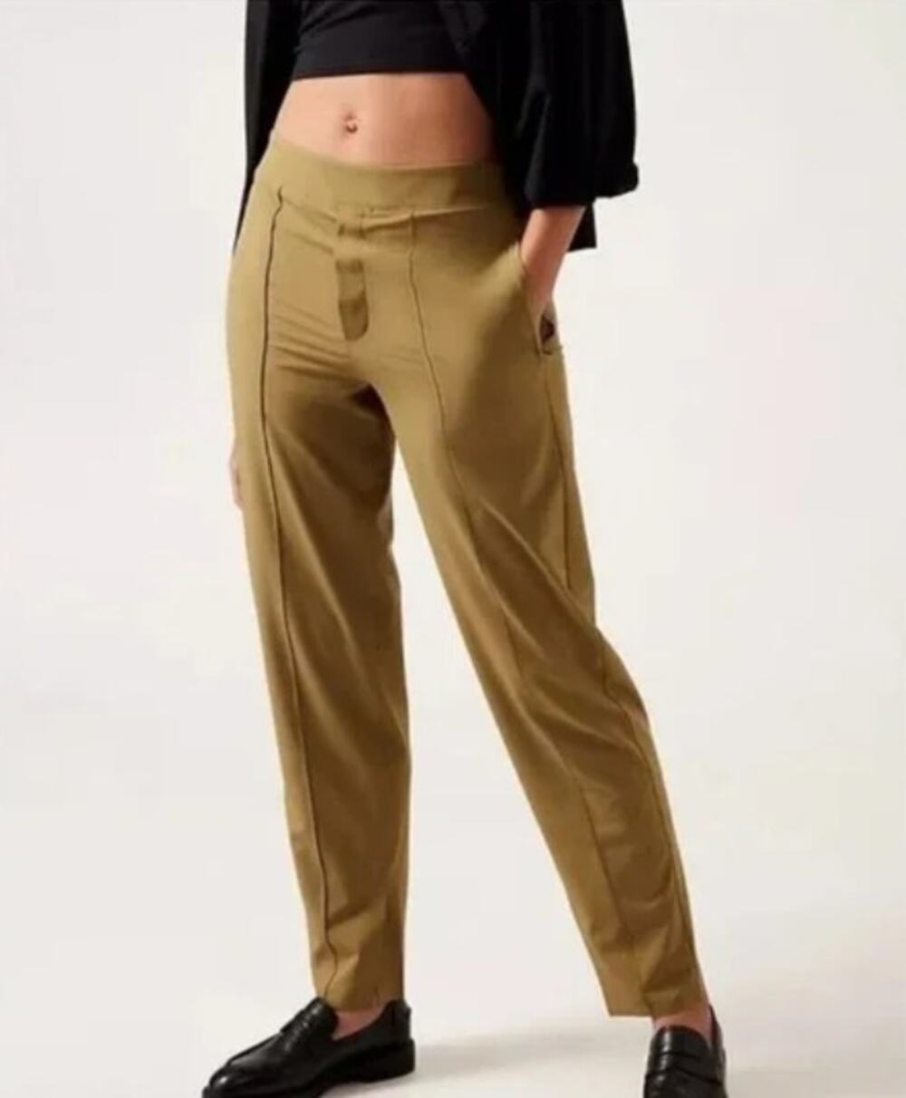 Athleta Brooklyn Heights Vienna Slim Pants, Tapestry Gold, Size 10